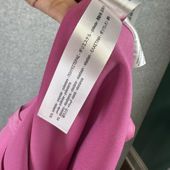 Zara Basic Jacket Women's XS Pink Faux Suede Long Sleeve Snap Front Barbie Biker - Picture 12 of 13